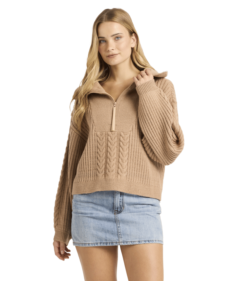 Billabong Sun Zippy Sweater in TRUFFLE