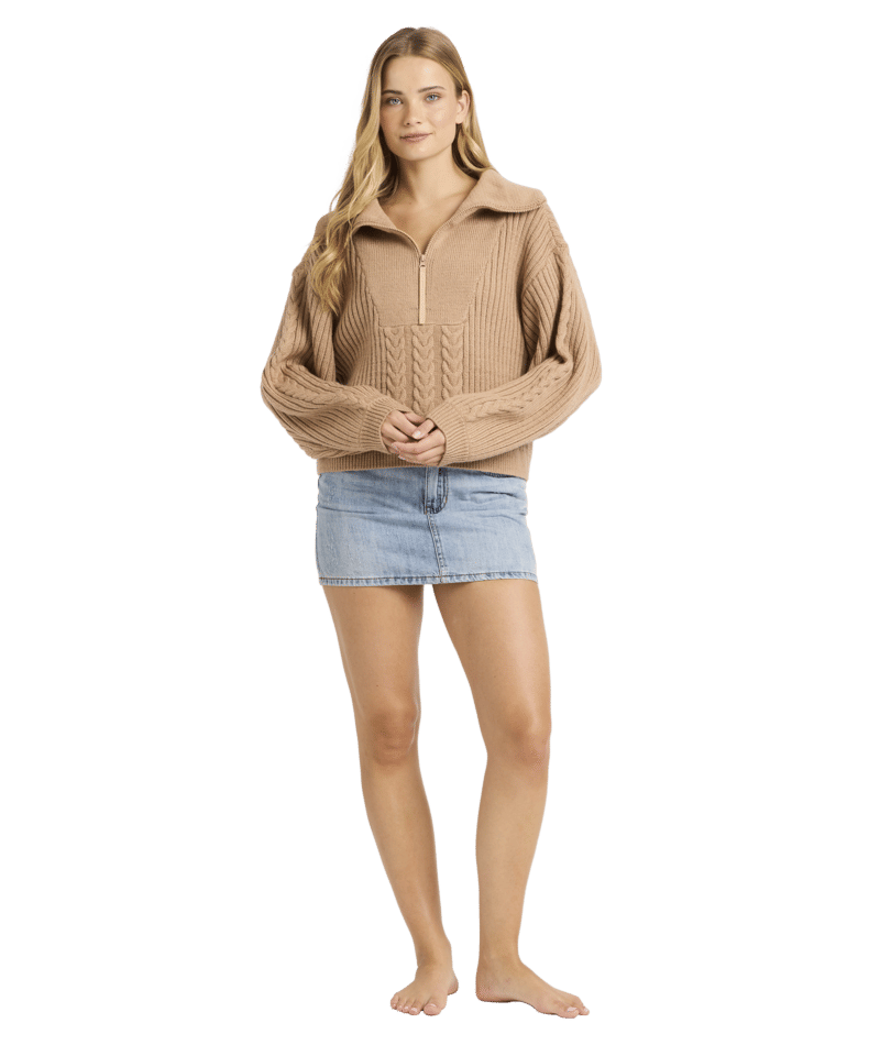 Billabong Sun Zippy Sweater in TRUFFLE