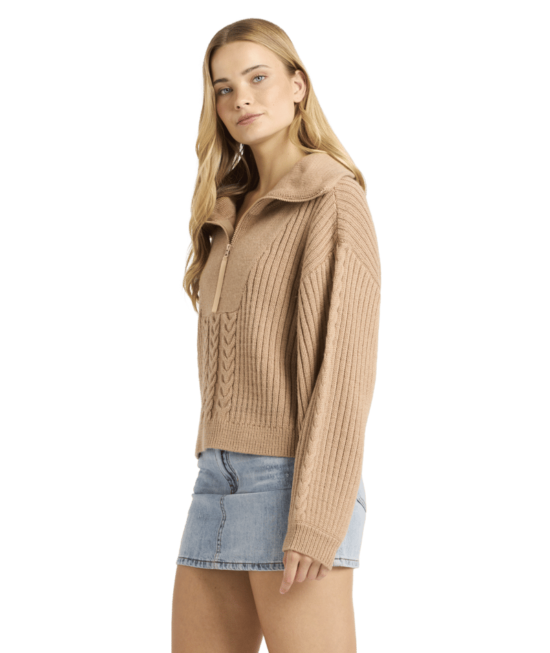 Billabong Sun Zippy Sweater in TRUFFLE