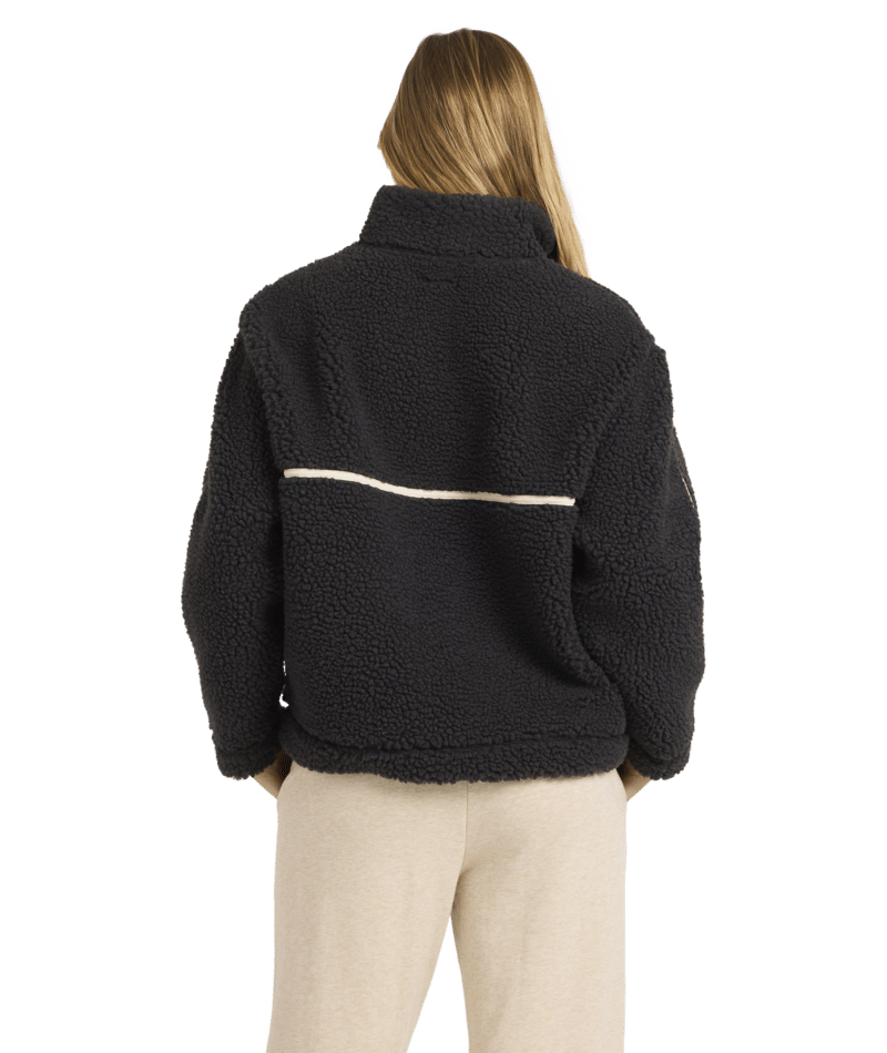 Billabong Getting Warm Shrpa Half Zip in BLACK SANDS