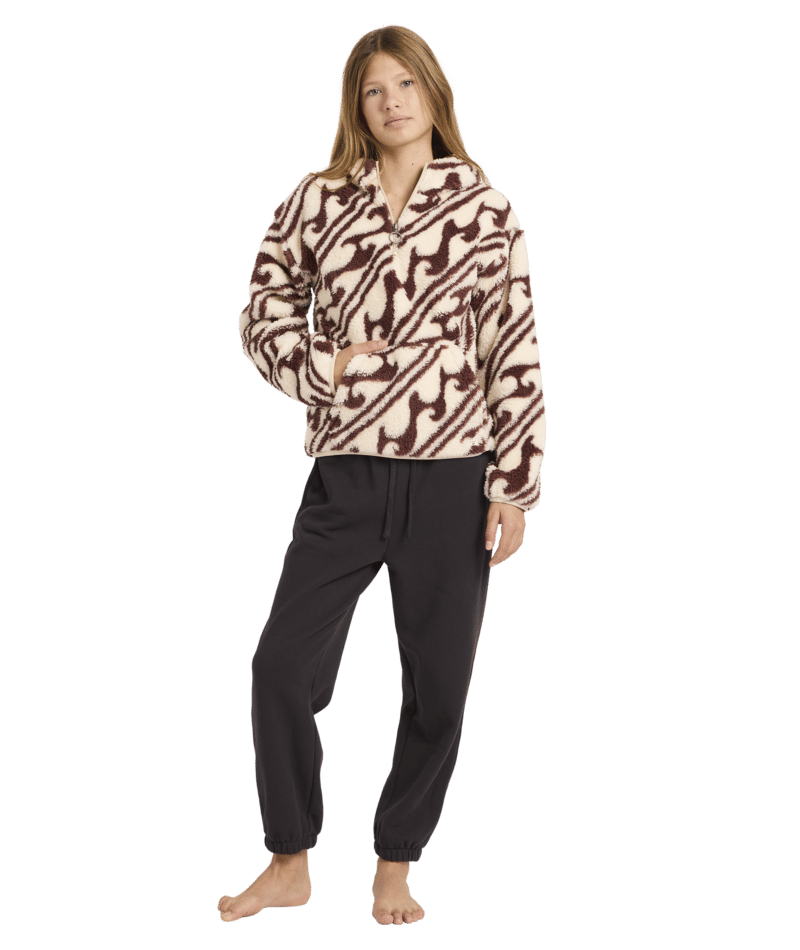 Billabong Dark Wave Half Zip Hoodie in TEAK
