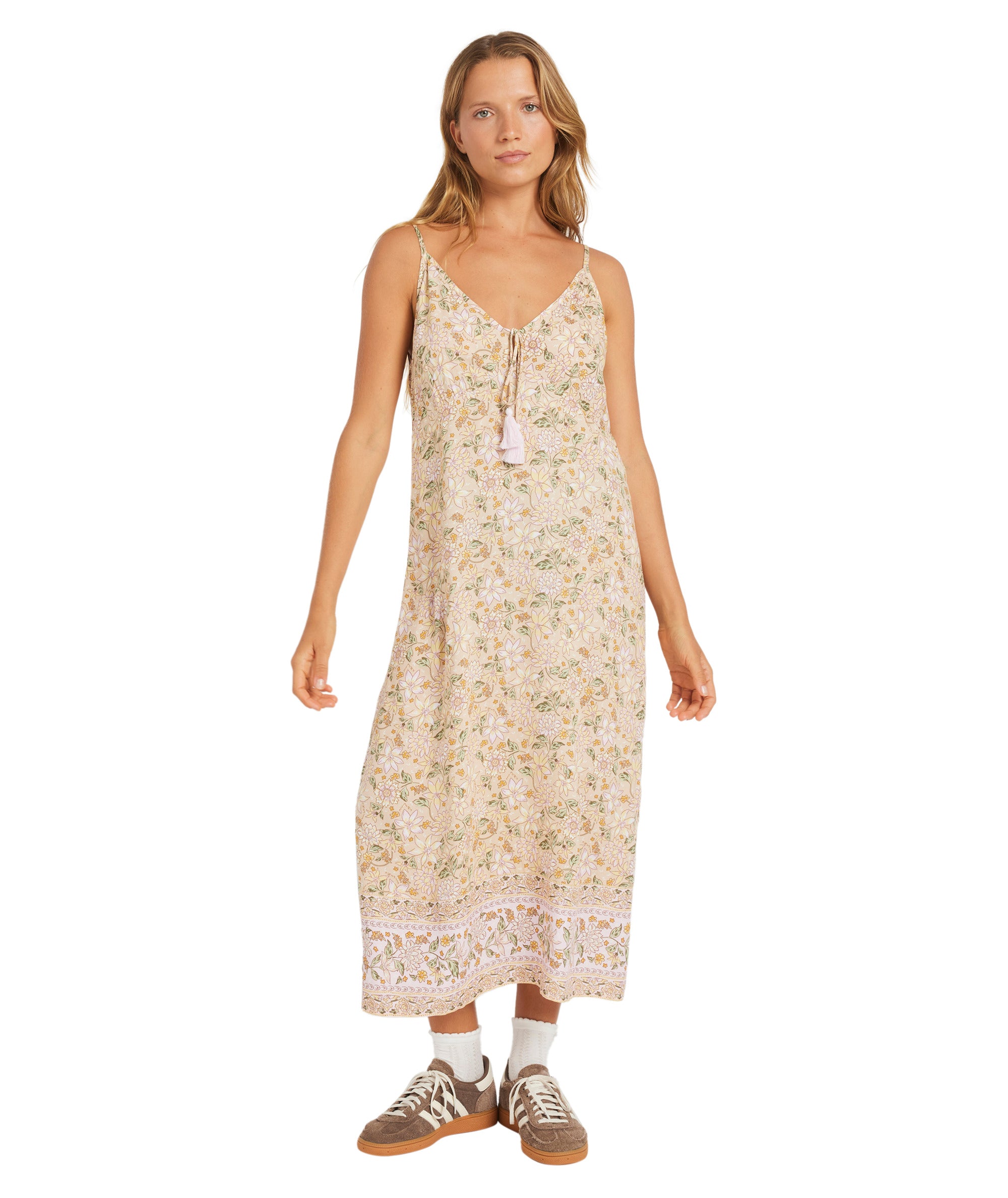 Roxy Garland Midi Dress in STONE