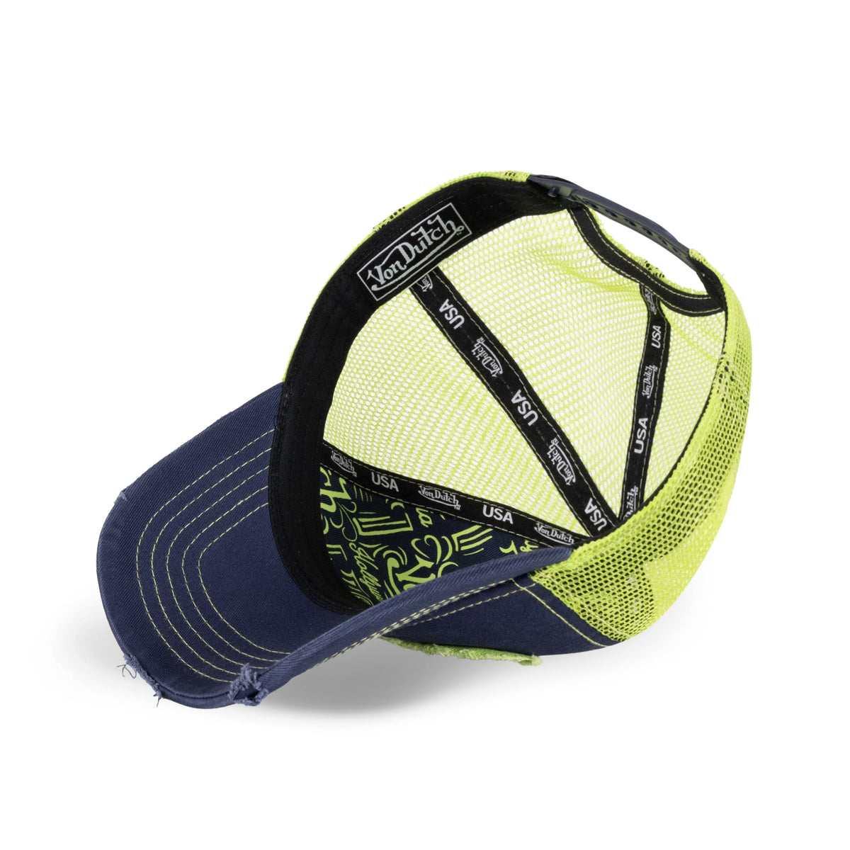 Von Dutch Twill Trucker Snapback Navy-Lime in Navy-lime