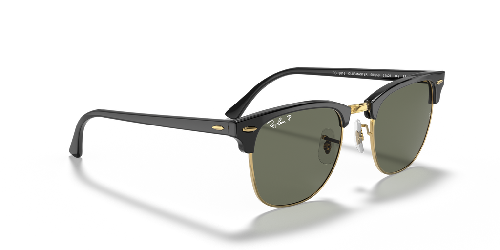 Ray-Ban® CLUBMASTER BLACK G-15 GREEN in Black & Gold