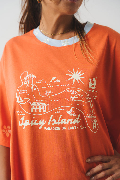 Spicy Dugong Spicy Island Tee in BURNT ORANGE in Single
