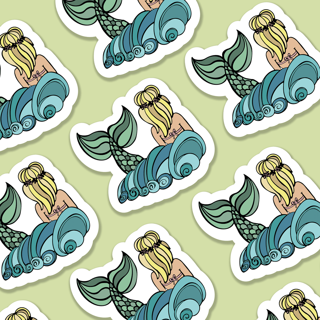 Mermaid Illustration Vinyl Sticker