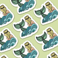 Mermaid Illustration Vinyl Sticker