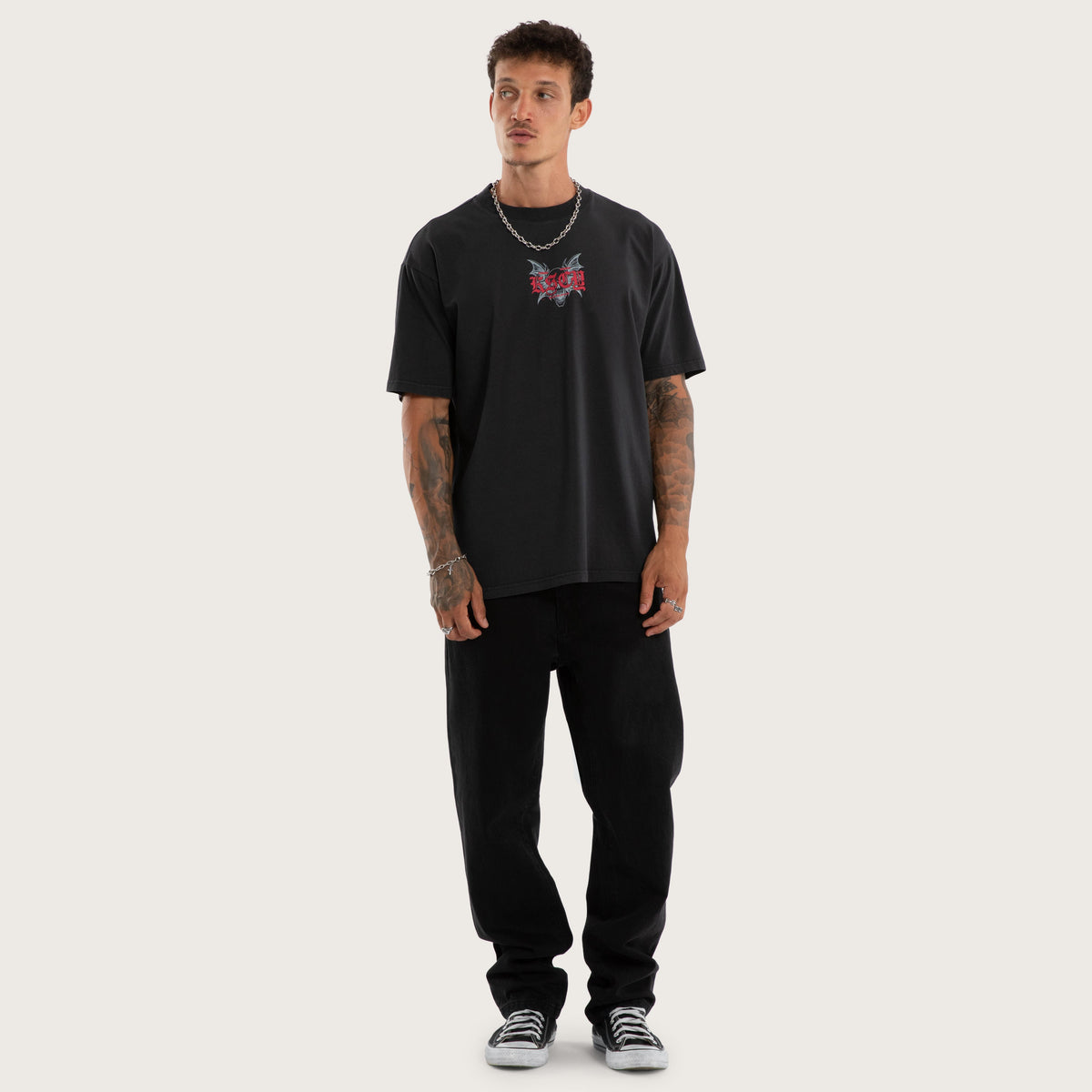 Kiss Chacey Underground Box Fit Tee in Pigment Anthracite