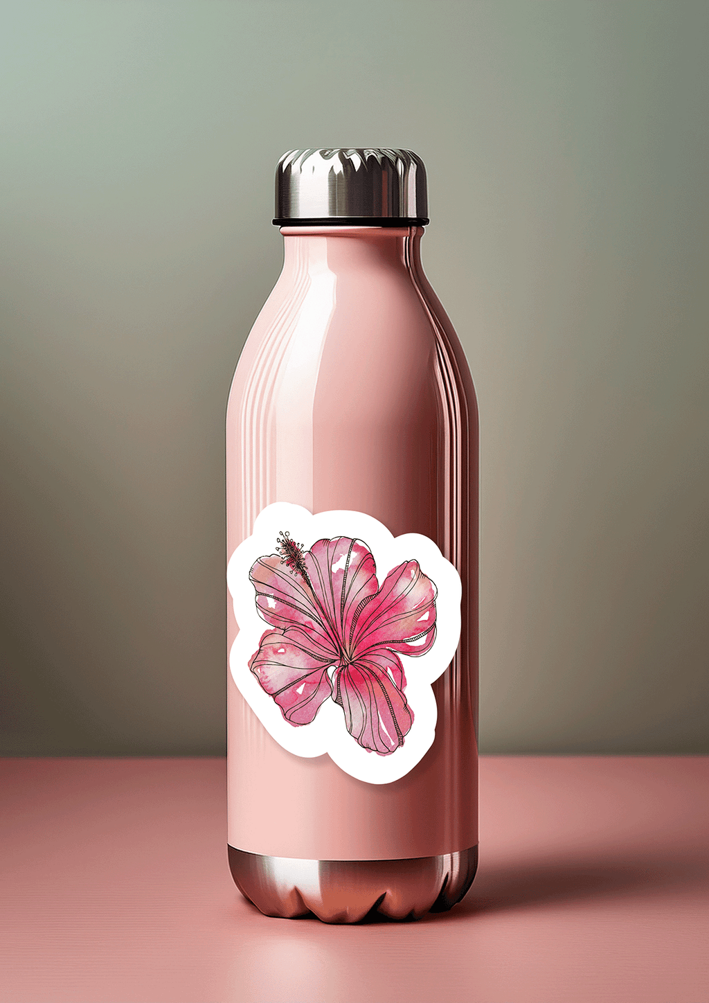 Hibiscus Flower Watercolour Vinyl Sticker