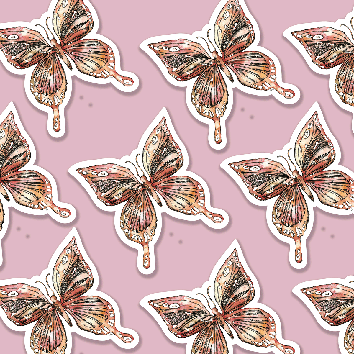 Trevena & Co Butterfly Mandala Watercolour Vinyl Sticker in Single