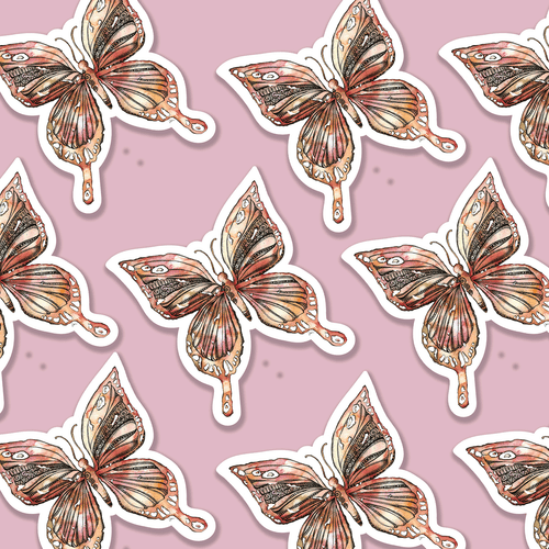 Trevena & Co Butterfly Mandala Watercolour Vinyl Sticker in Single
