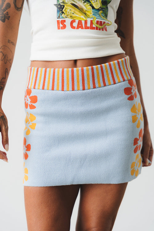 Spicy Dugong Knitted Hibiscus Skort in BABY BLUE in Single