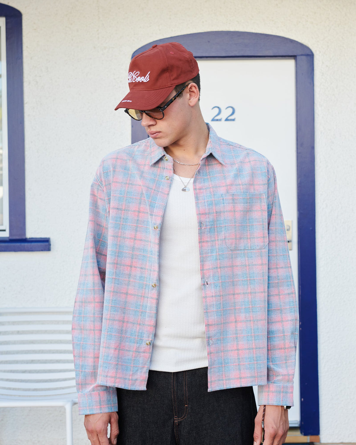 B. Cools Cabin Shirt Pink Cord Plaid in Single