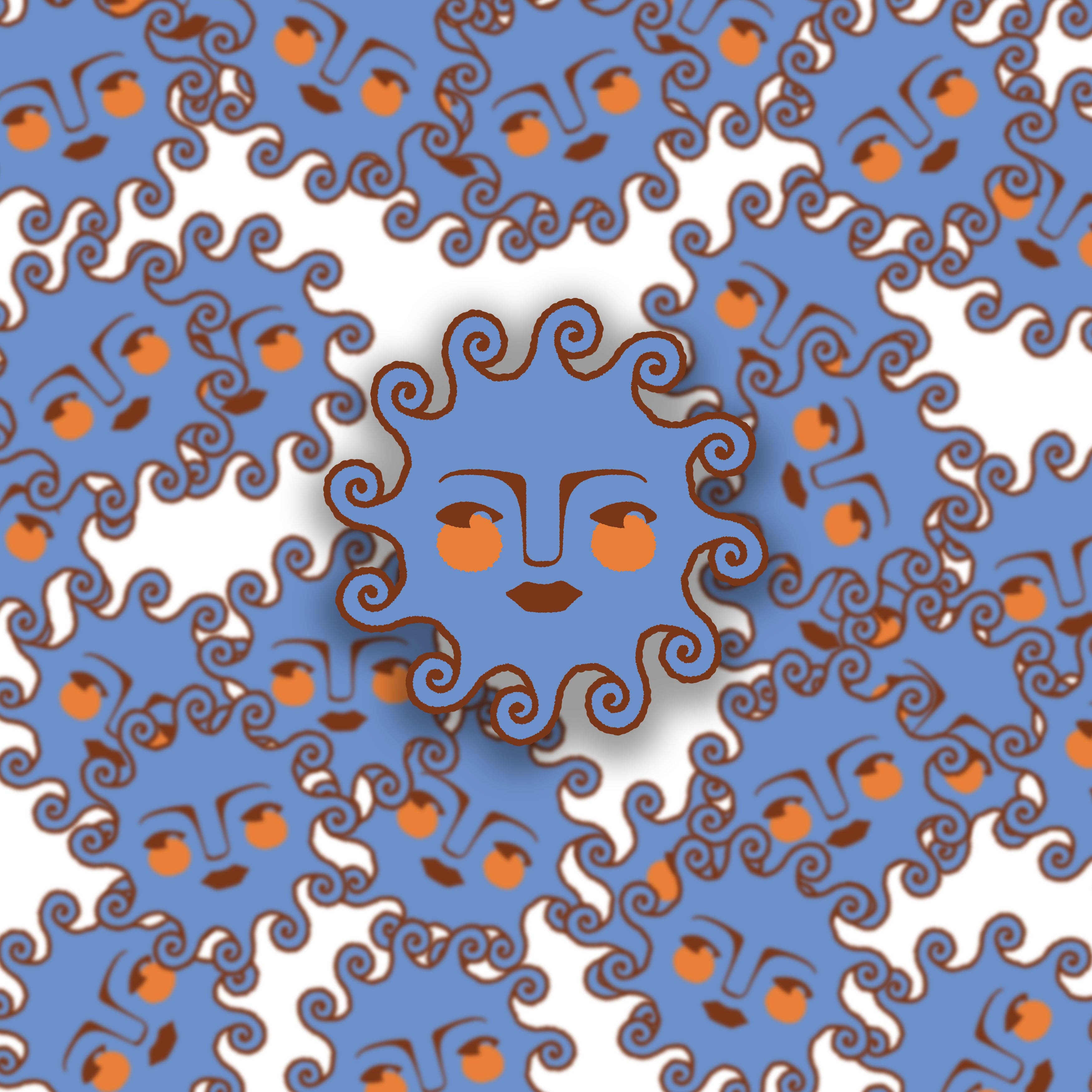 Sun Face Cerulean Blue