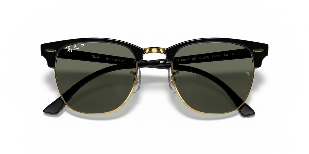 Ray-Ban® CLUBMASTER BLACK G-15 GREEN in Black & Gold