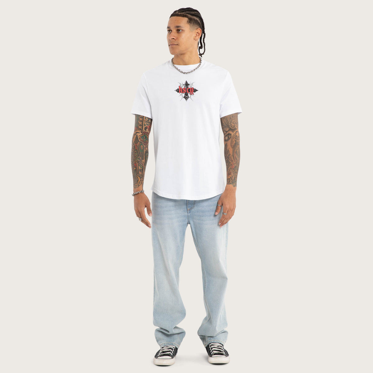 Kiss Chacey Liturgy Dual Curved Tee in Optical White