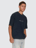Thrills Co Filtered Embro Oversize Box Crop Tee - Overdye Petrol in Overdye Petrol