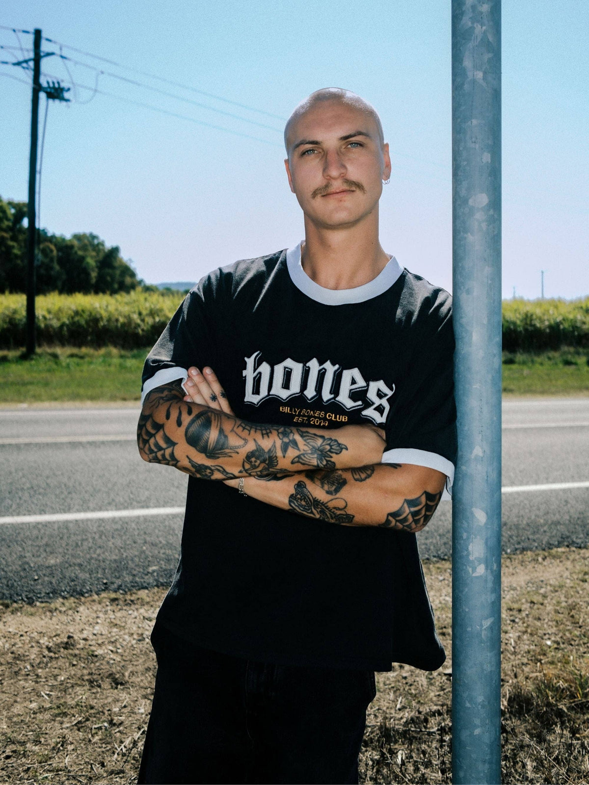 Billy Bones Club Bones Classic Ringer Tee - Vintage Black/ White in Single
