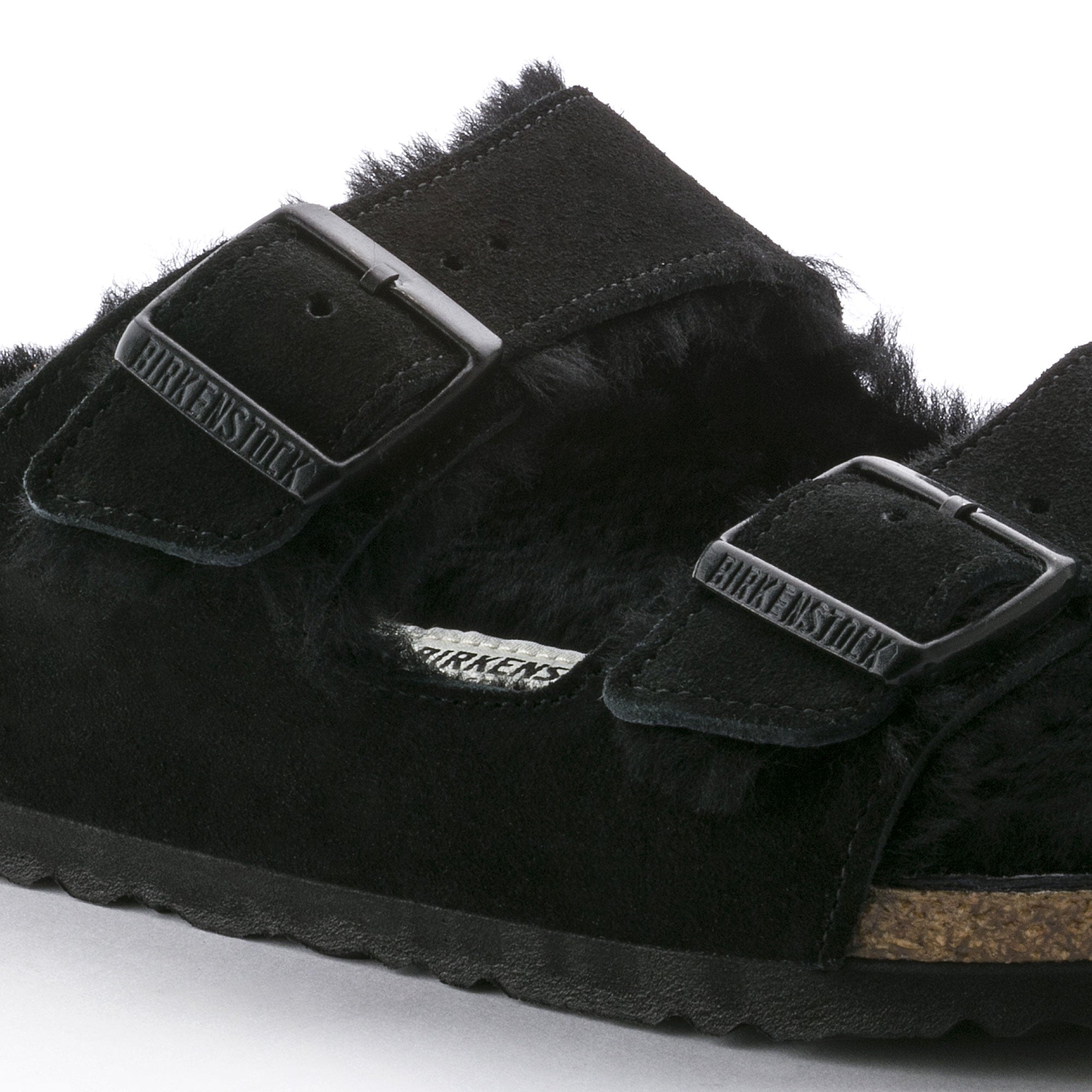 Birkenstock Arizona Shearling Black Suede Leather/Shearling Regular in Black