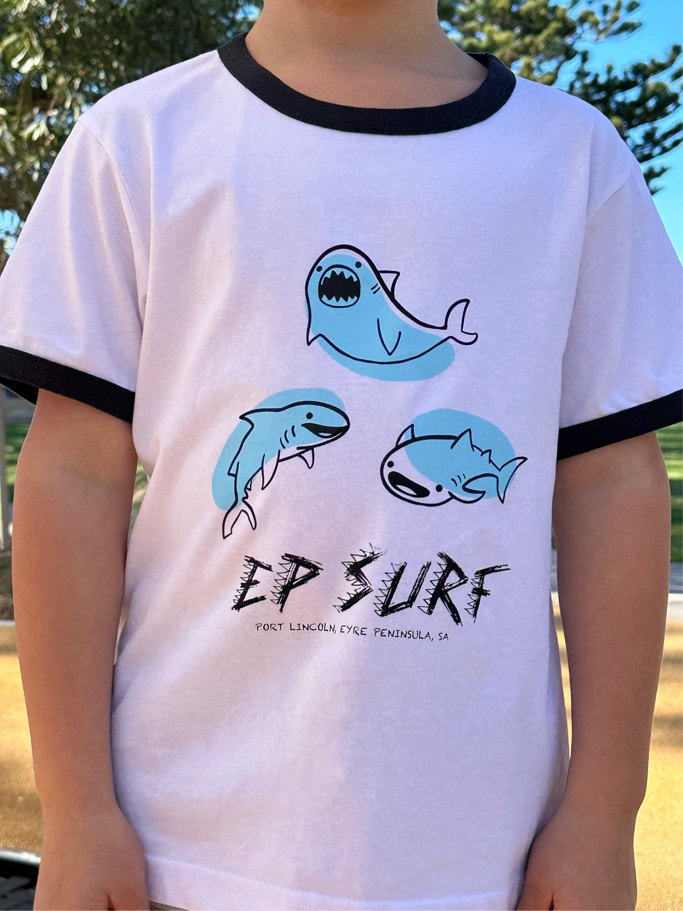 EP SURF Kids Baby Sharks Tee - Navy/White