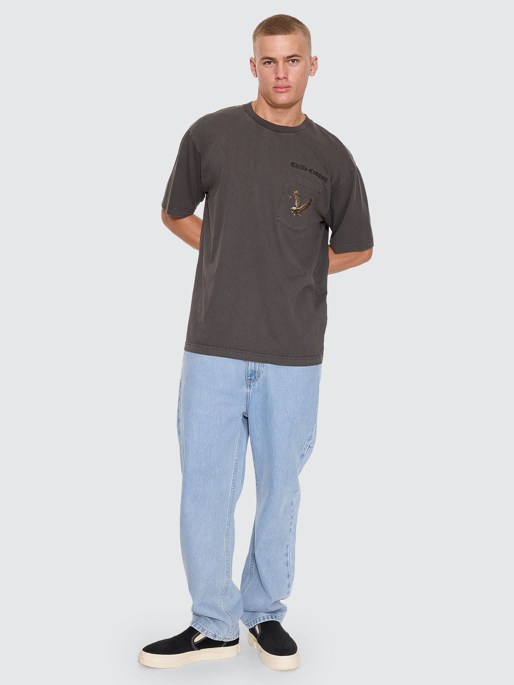 Thrills Co Seen & Heard Oversize Pocket Tee - Dark Merch Black in Dark Merch Black