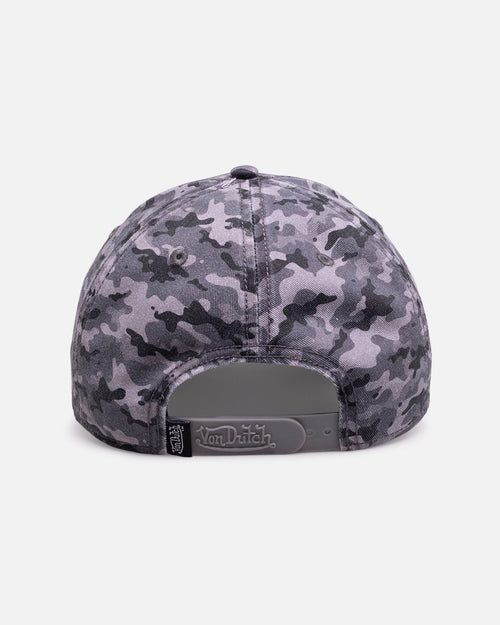 Von Dutch Distressed Dad Strapback Grey Camo in Single