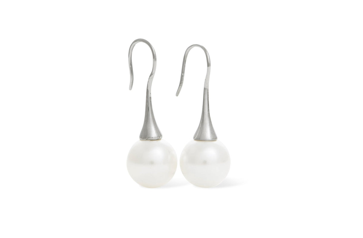 MiKi Jewellery Round Pearl Drop Silver in Default Title