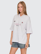Thrills Co Tournament Of Roses V Neck Oversized Tee - Snow Marle in Snow Marle