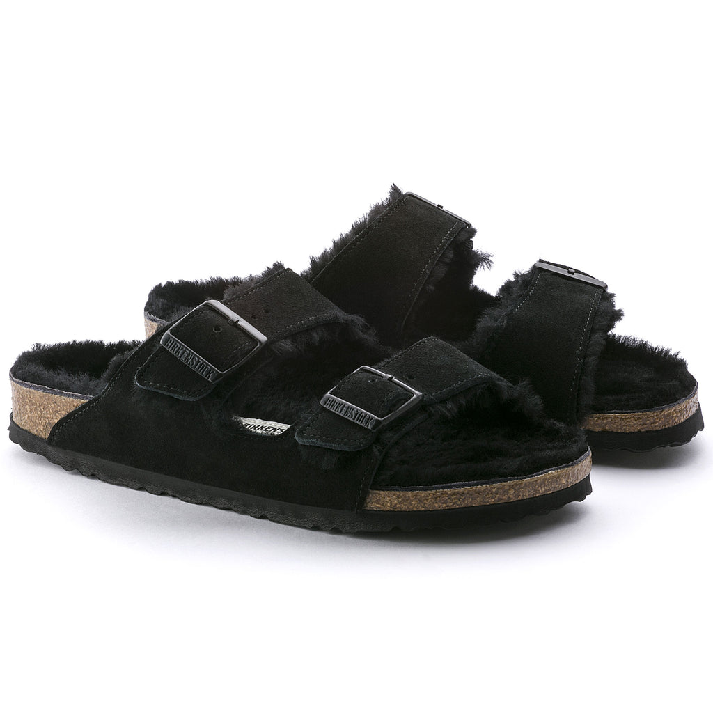Birkenstock Arizona Shearling Black Suede Leather/Shearling Regular in Black