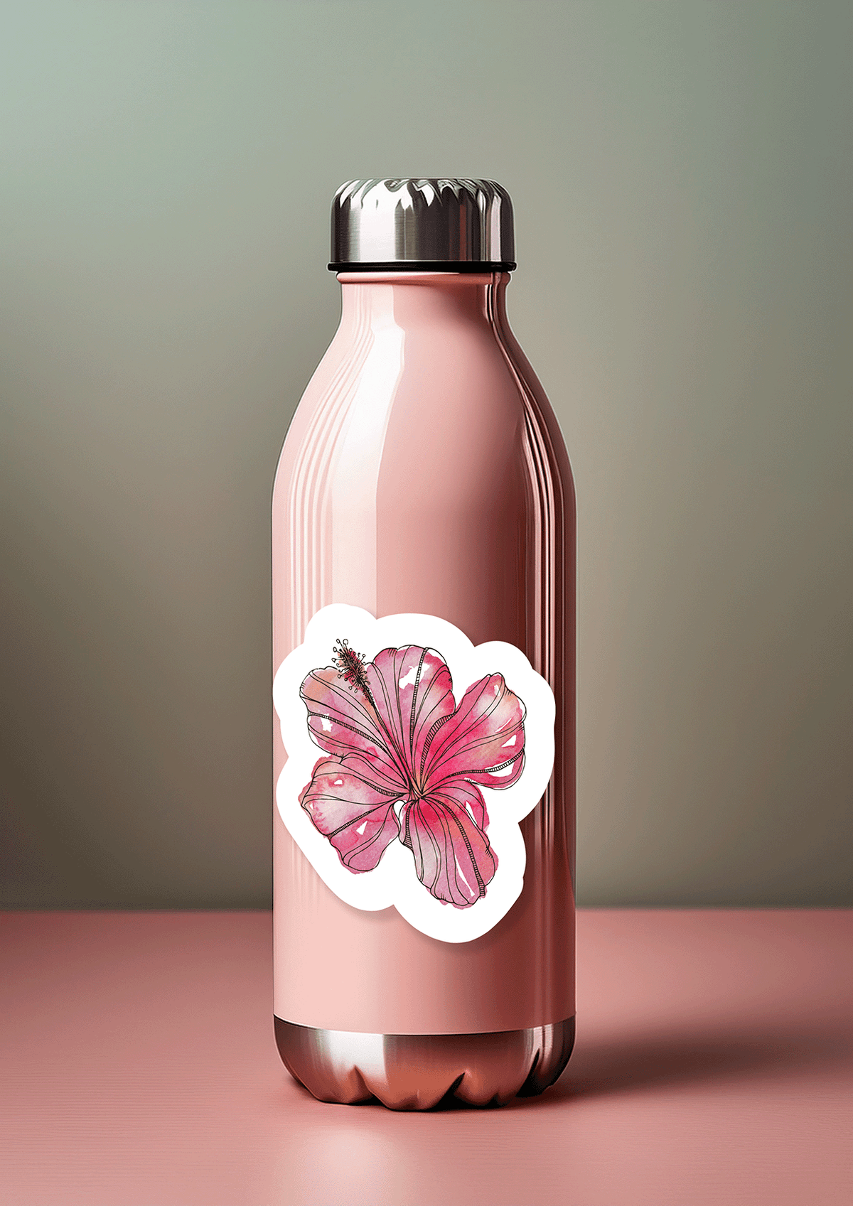 Trevena & Co Hibiscus Flower Watercolour Vinyl Sticker in Single