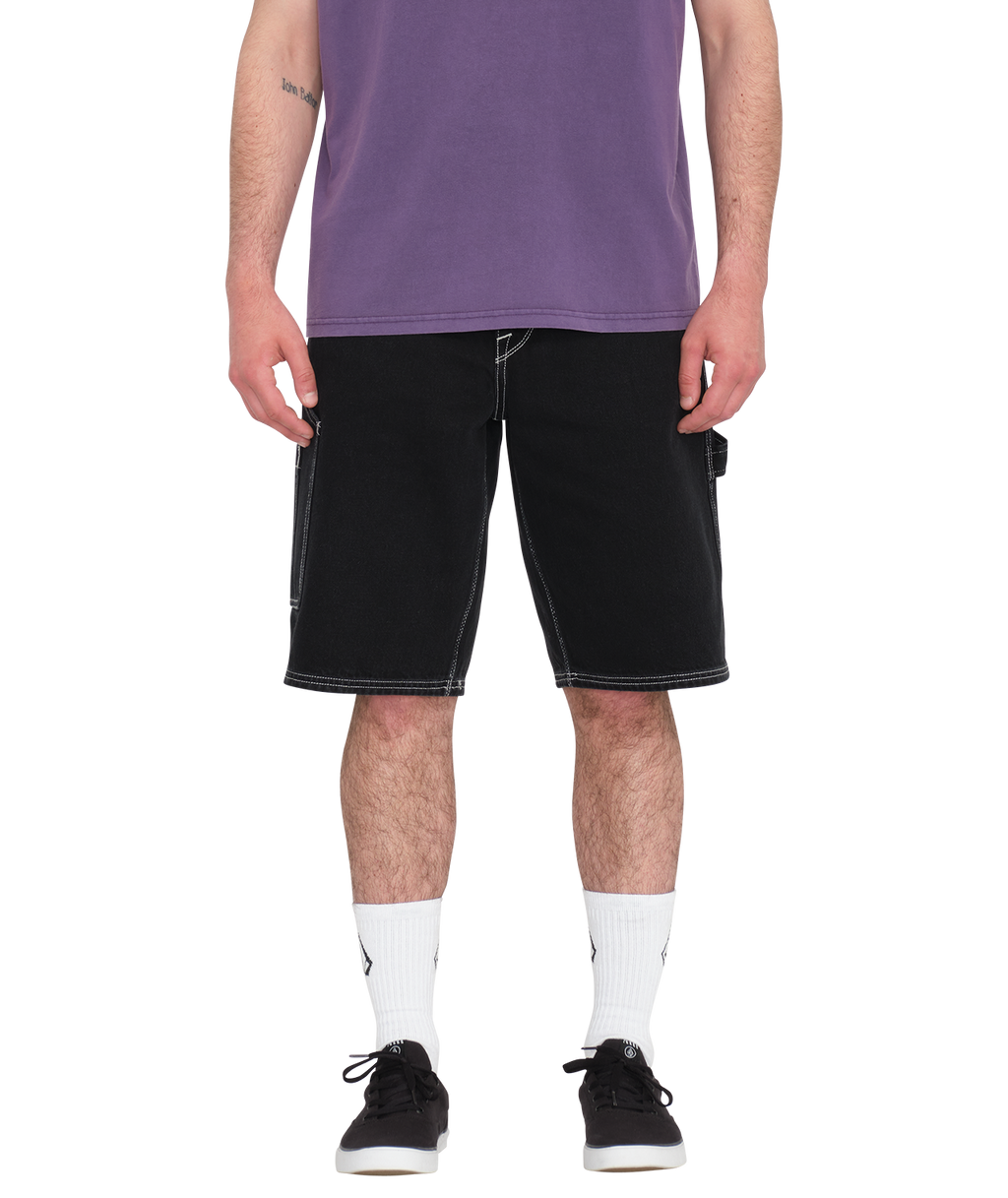 Volcom Labored Denim Utility Short in BLACK
