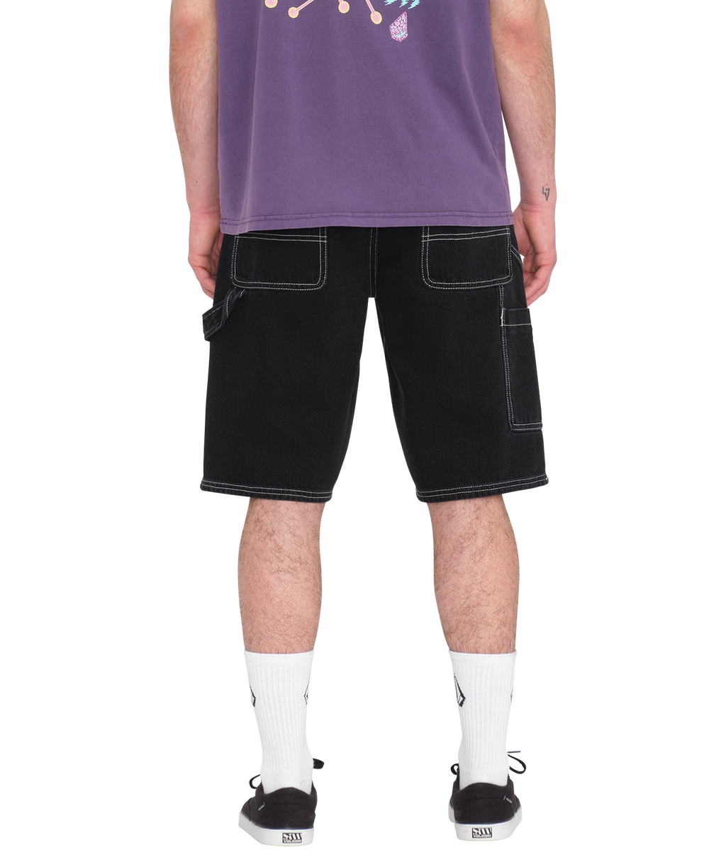 Volcom Labored Denim Utility Short in BLACK