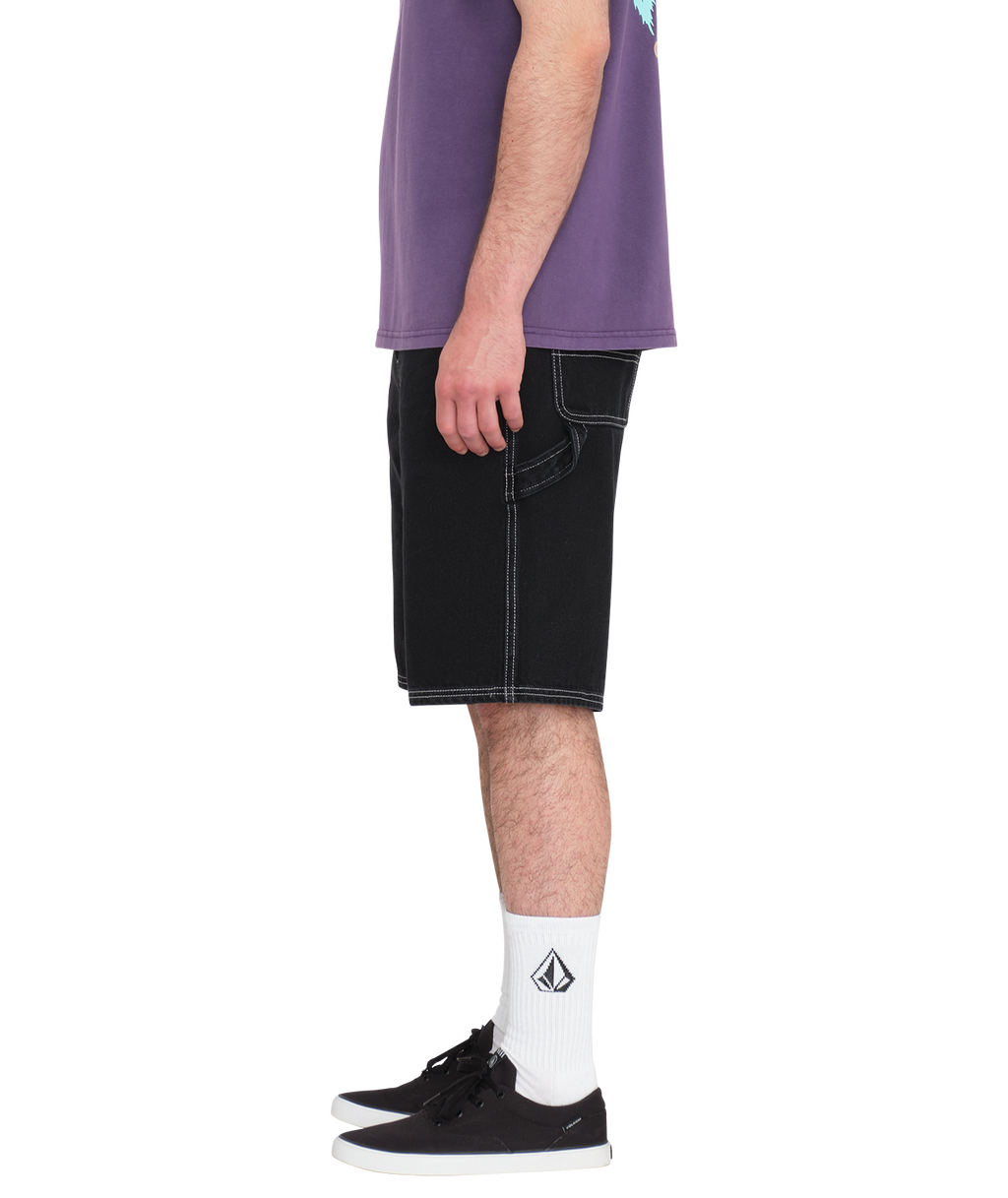 Volcom Labored Denim Utility Short in BLACK