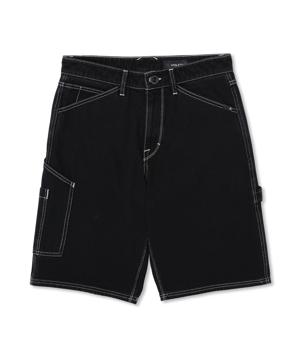 Volcom Labored Denim Utility Short in BLACK