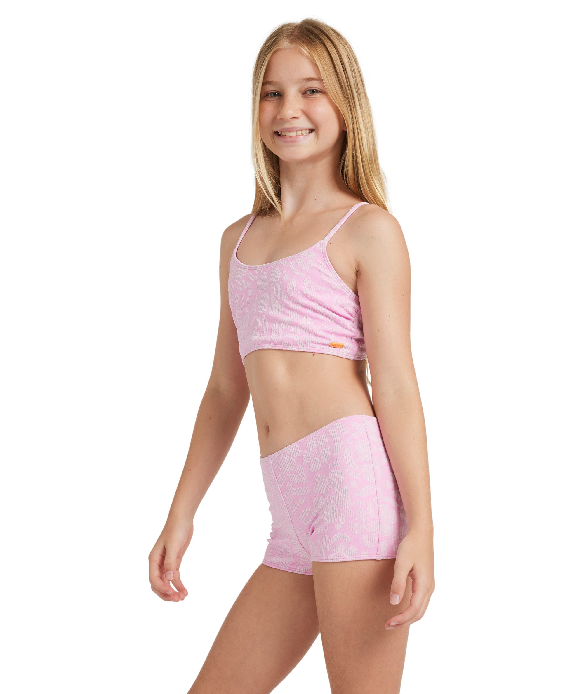 Roxy Bico Paper Crop Top Set in BONBON SHADOW TROPICS