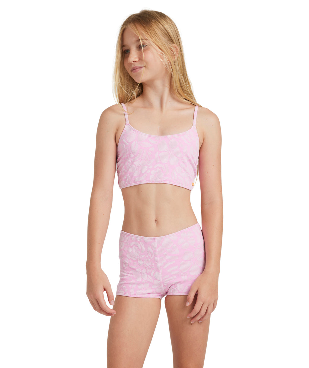 Roxy Bico Paper Crop Top Set in BONBON SHADOW TROPICS