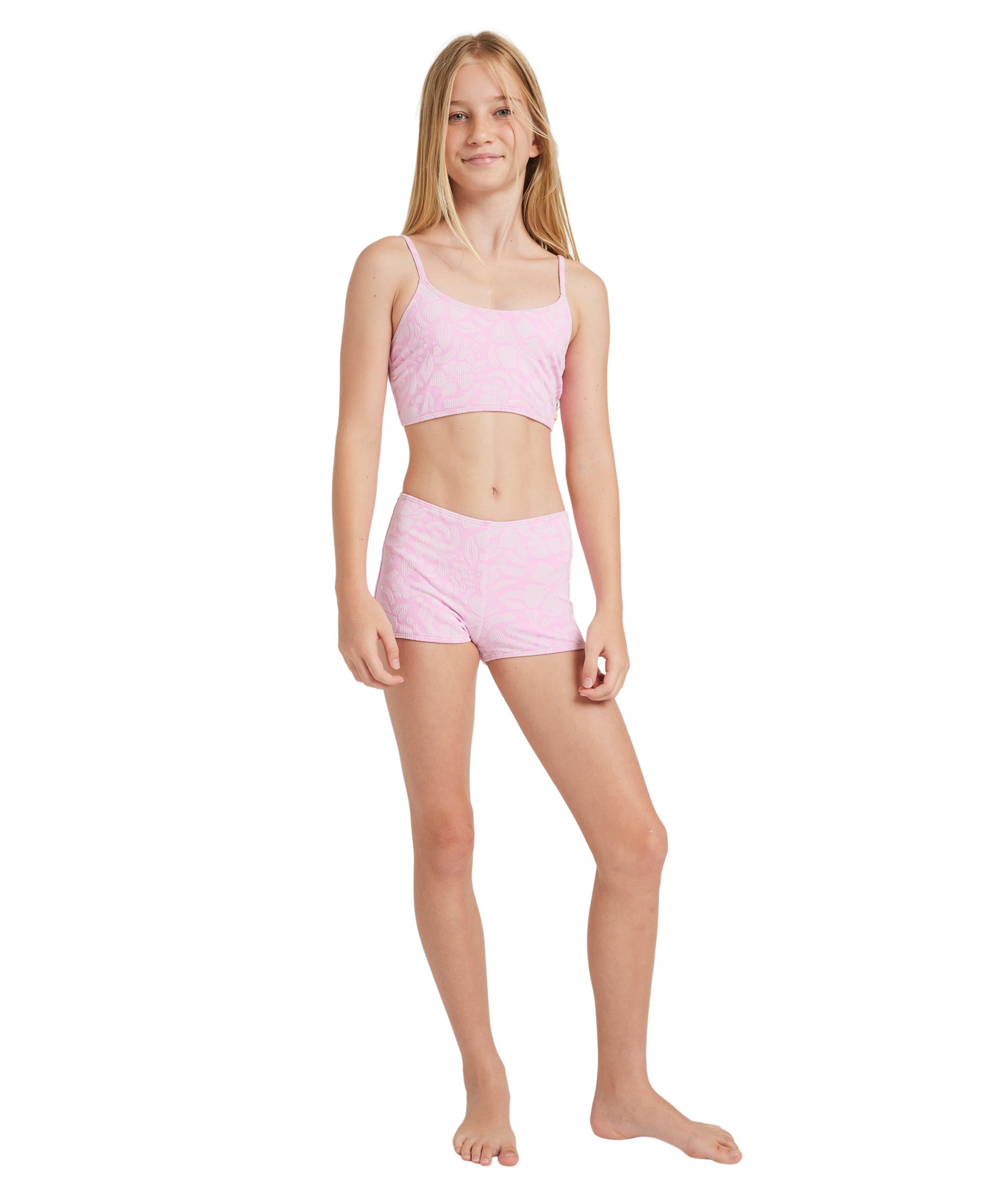 Roxy Bico Paper Crop Top Set in BONBON SHADOW TROPICS