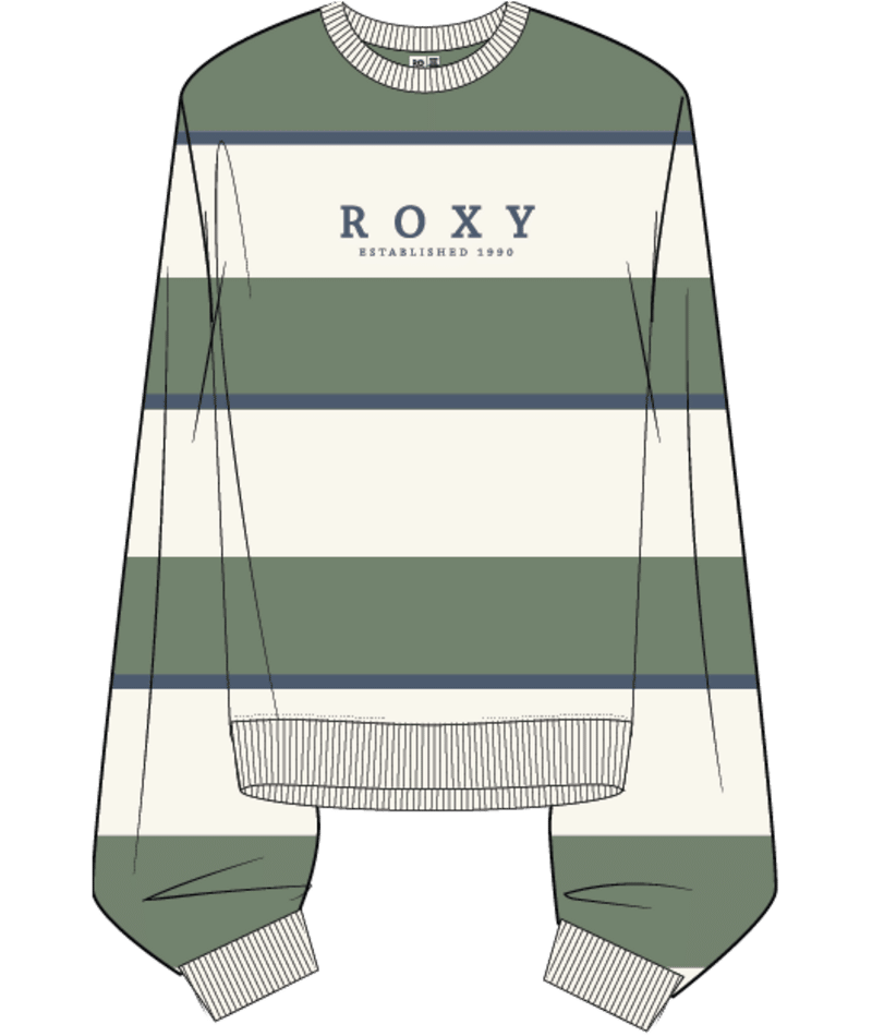 Roxy Strictly Stripes Oversized in OIL GREEN