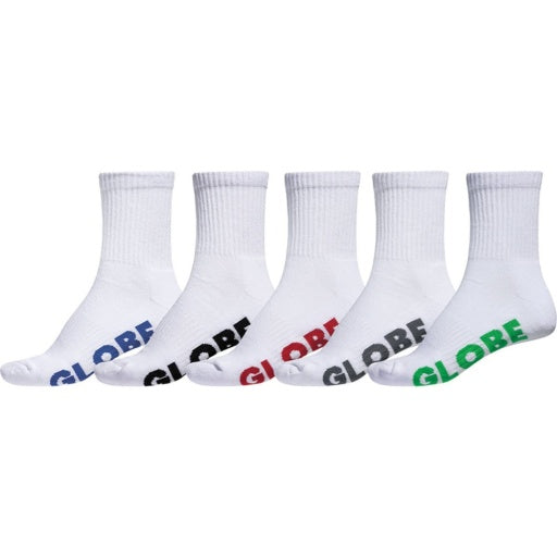 Globe Youth Stealth Crew Sock 5 Pack in WHITE