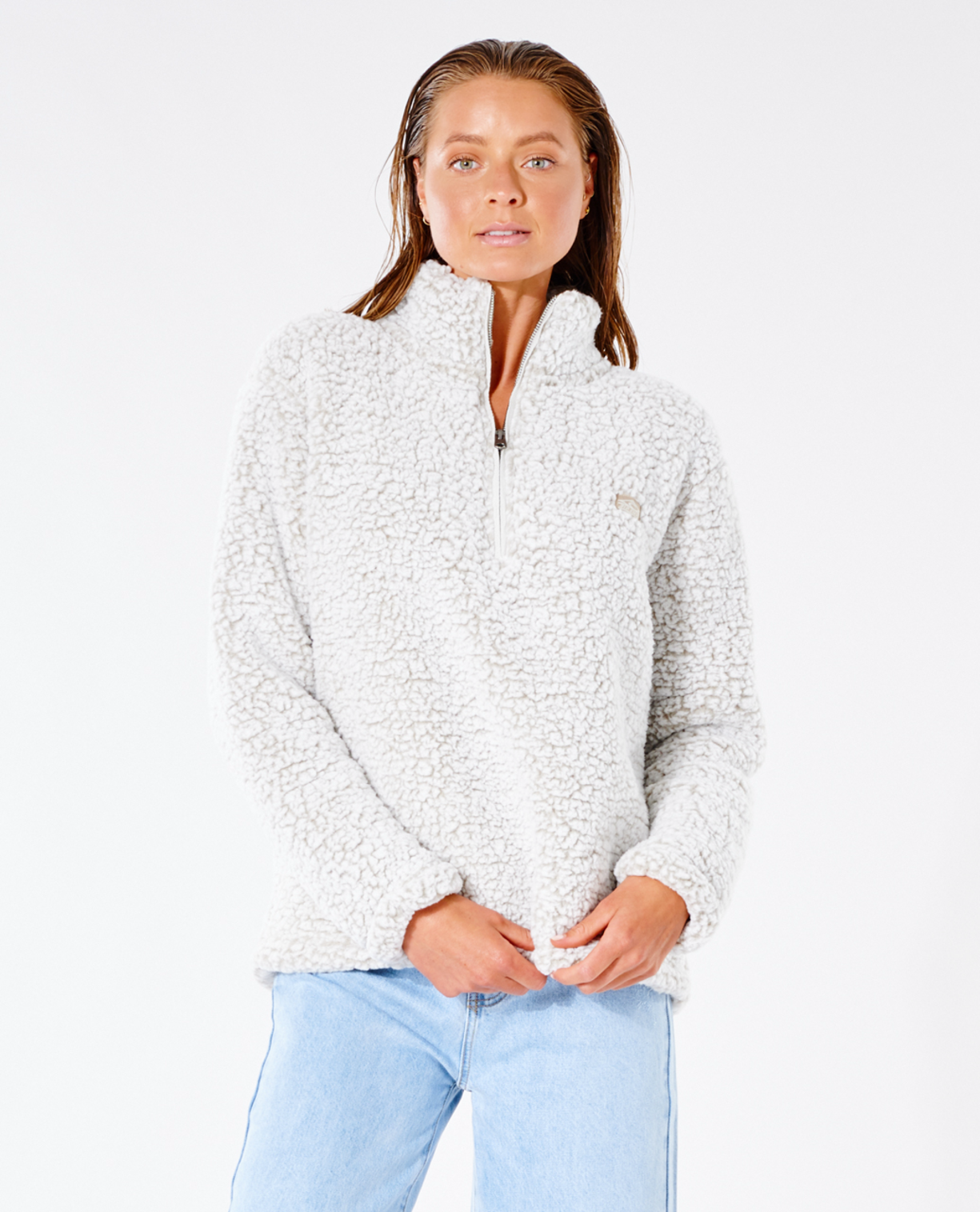 Rip Curl Dark N Stormy 1/4 Zip Crew in OFF WHITE