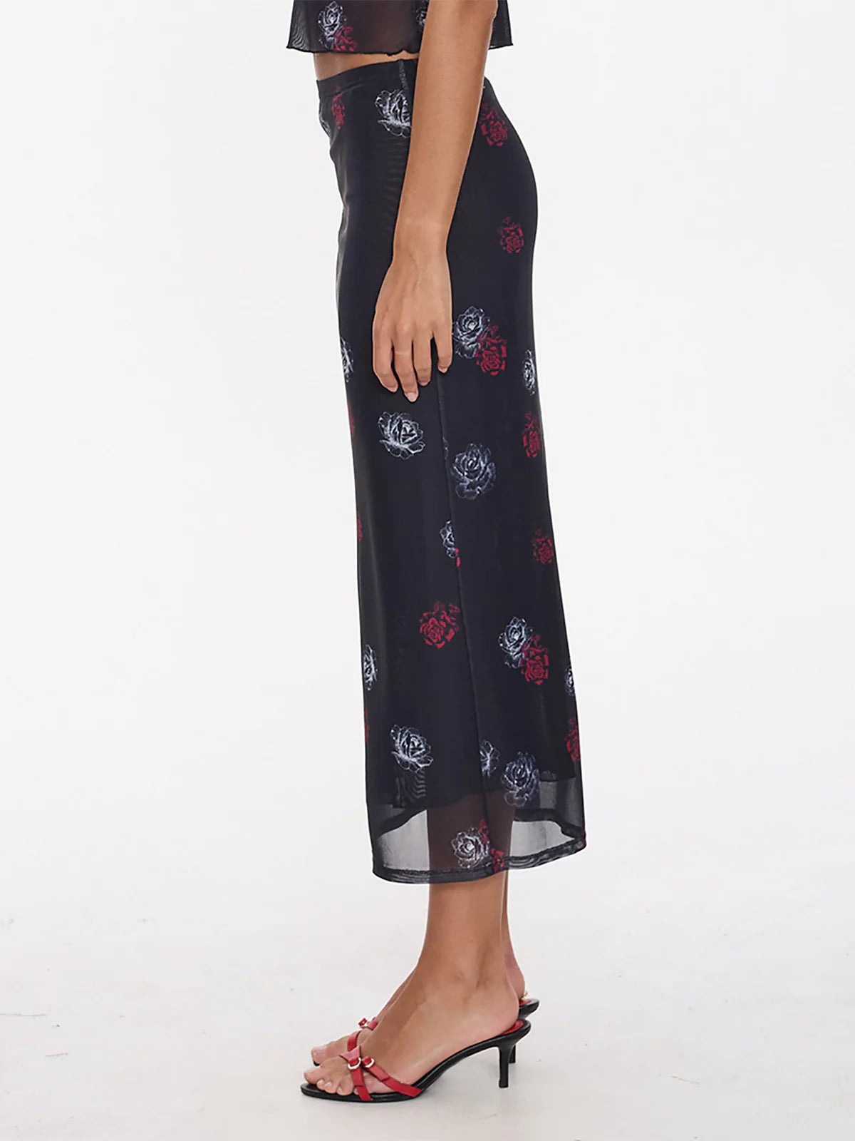 Thrills Co Perfect Illusion Mesh Maxi Skirt - Black