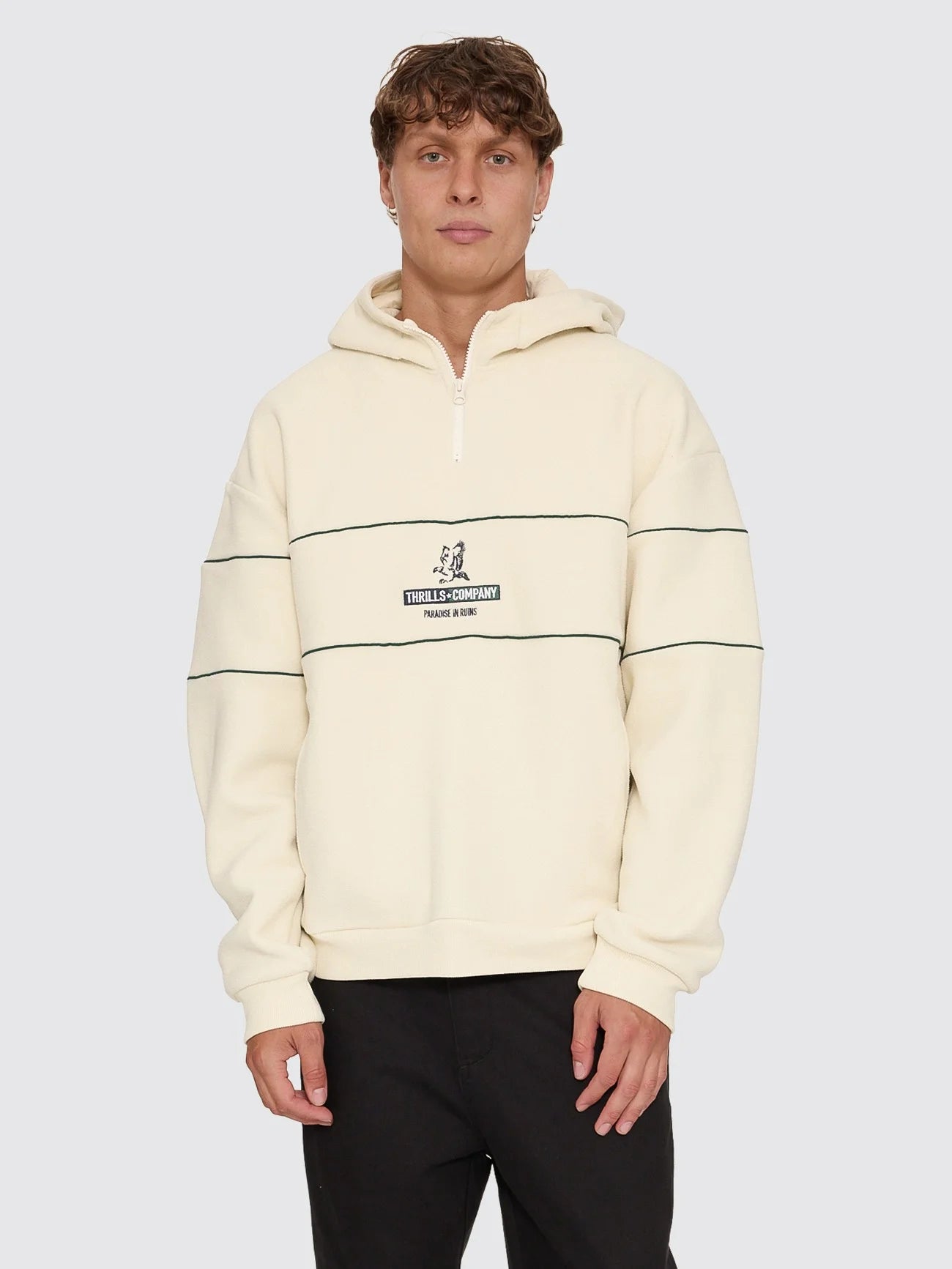 Thrills Co Risen Quarter Zip Hood Fleece - Heritage White