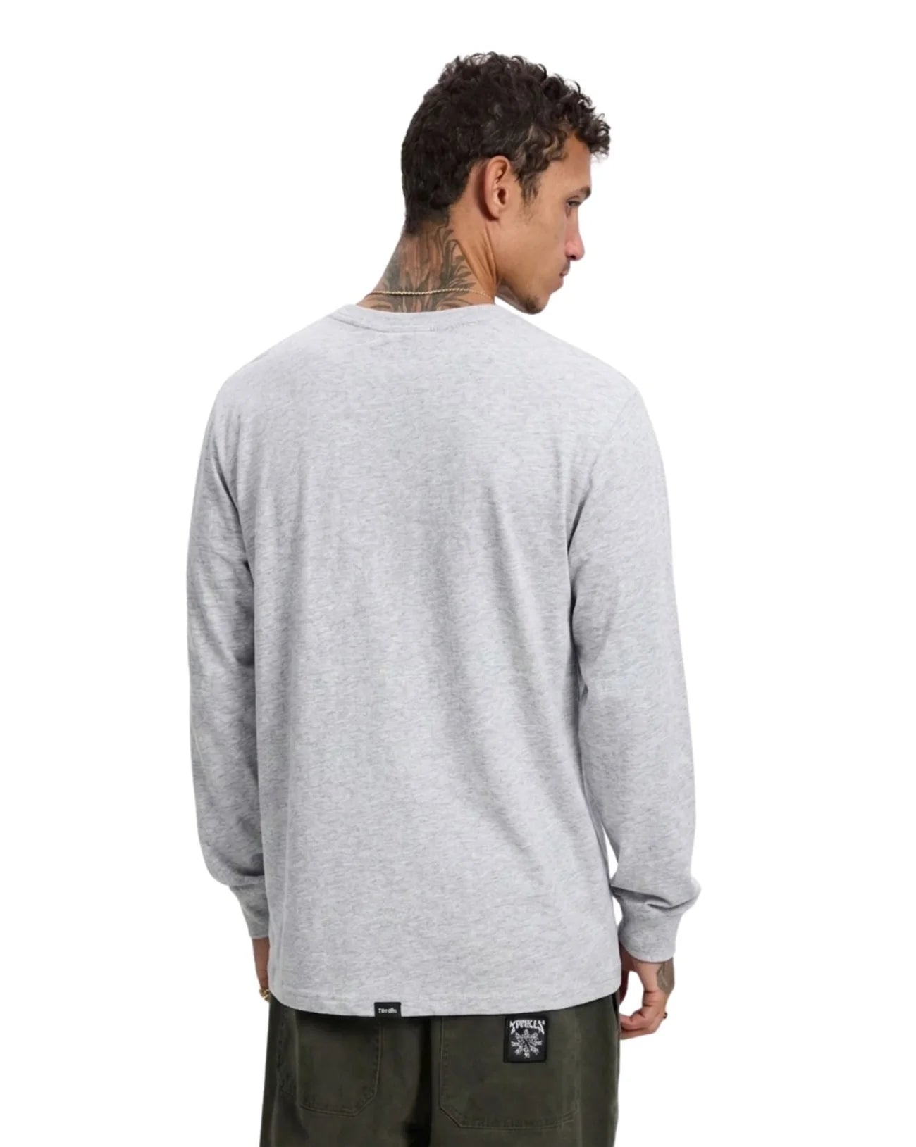 Thrills Co Thrills Workwear Embro Long Sleeve Merch Tee - Snow Marle