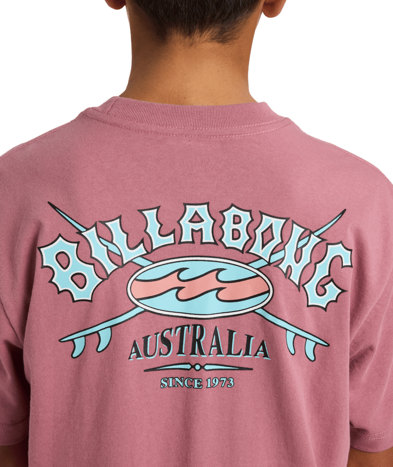 Billabong Boys Heritage Arch Ss in RED DAHLIA