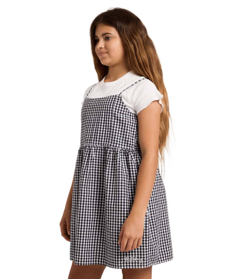 Billabong Gingham Crush Dress in BLACK WHITE