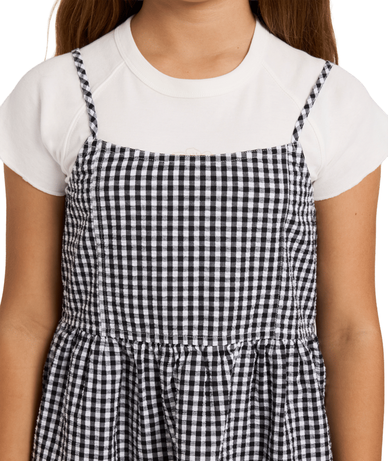 Billabong Gingham Crush Dress in BLACK WHITE