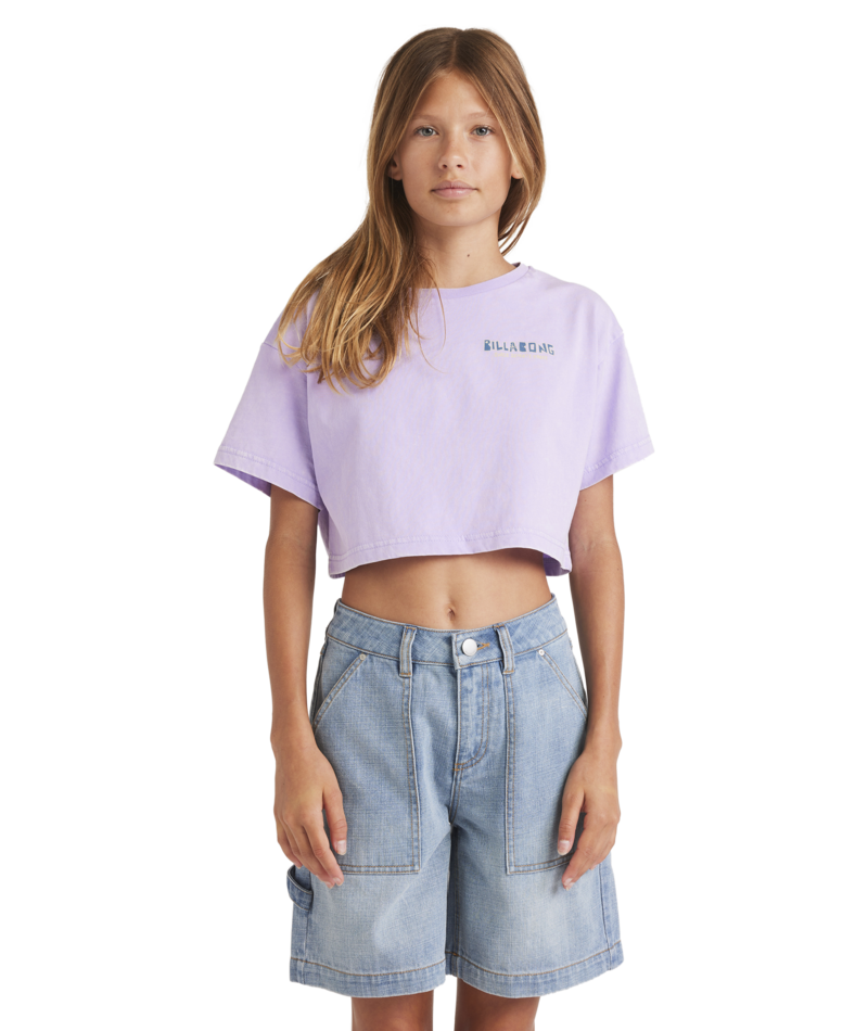 Billabong Mixing Vibes Crop Tee in LIGHT PURPLE