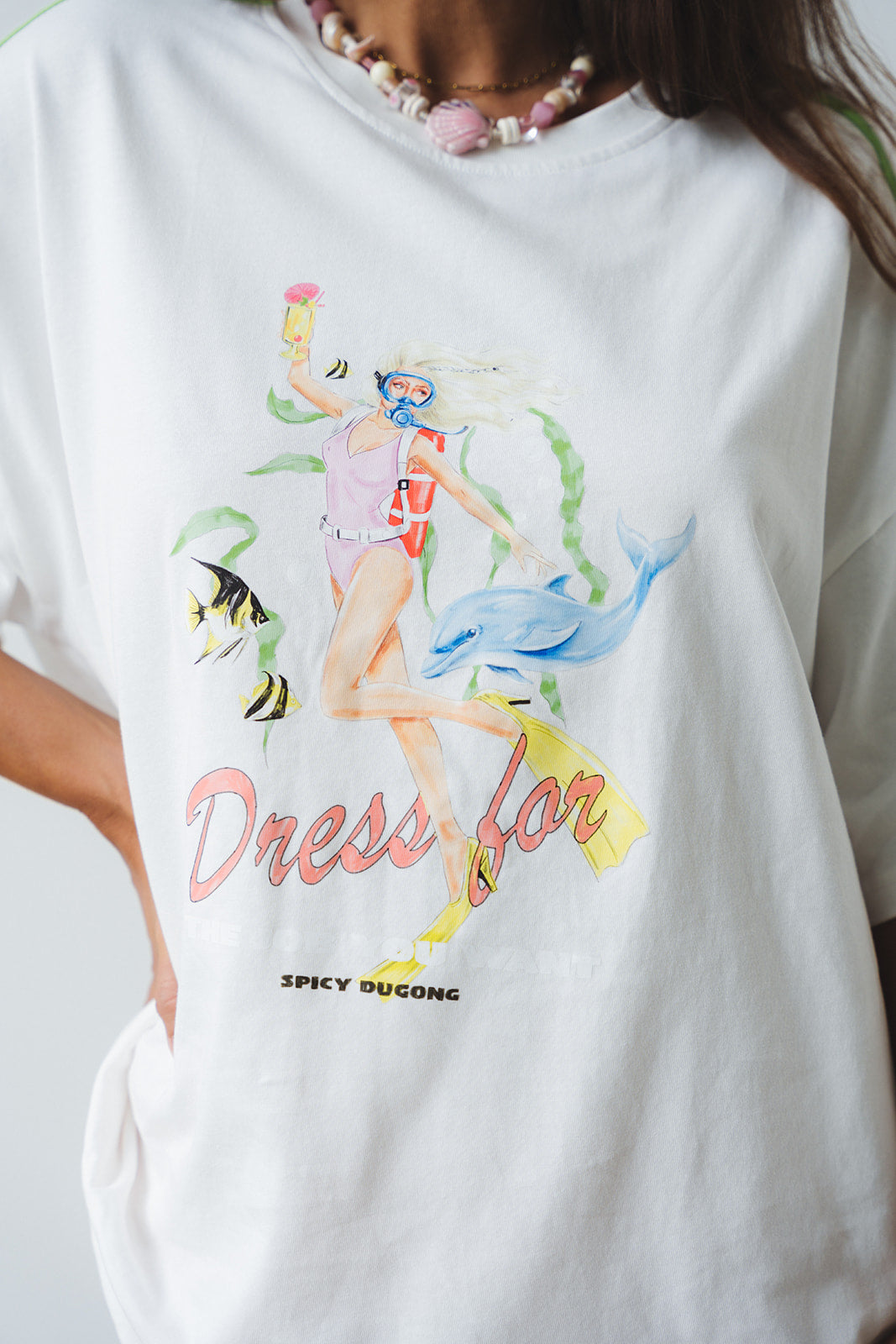 Spicy Dugong Dress For For Job You Want Tee in WHITE in Single