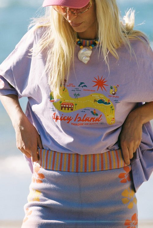 Spicy Dugong Spicy Island Tee in PURPLE in Single
