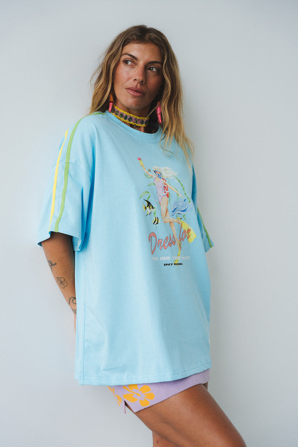 Spicy Dugong Dress For The Job You Want Tee in BLUE in Single